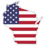 Wisconsin Map On American Flag Sticker