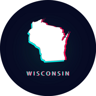 Wisconsin Map - Usa Digital Glitch Sticker