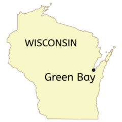 Wisconsin State Map Green Bay City Sticker