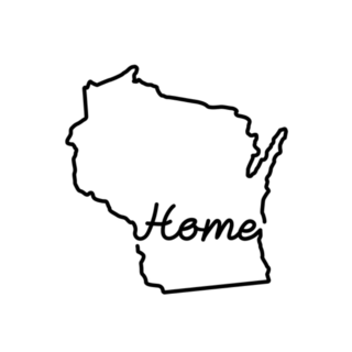 Wisconsin Us State Outline Map Handwritten Home Sticker
