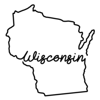 Wisconsin Us State Outline Map With The Handwritten Name Sticker