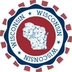 Wisconsin USA Badge Round Logo Sticker