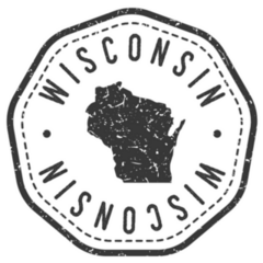 Wisconsin, Usa Map Stamp Retro Postmark Sticker
