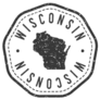Wisconsin, Usa Map Stamp Retro Postmark Sticker