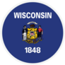 Wisconsin Usa Round State Flag Sticker