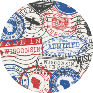 Wisconsin, Usa Set Of Stamps Sticker