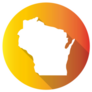 Wisconsin, Usa Symbol Map Gradient Color Banner Sticker