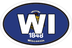 Wisconsin Wi State Flag Oval Sticker