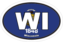Wisconsin Wi State Flag Oval Sticker