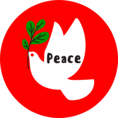 Wishes Of Peace And White Dove Holding Green Branch Sticker
