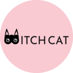 Witch Cat Pink Logo Sticker