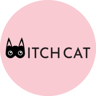 Witch Cat Pink Logo Sticker
