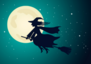 Witch Flying in Night Sky Sticker