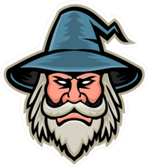 Wizard Head Sports Mascot Sticker