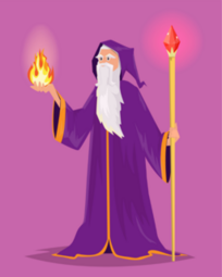 Wizard With Fireball And Staff Sticker