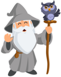 Wizard With Owl Sticker