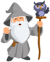 Wizard With Owl Sticker