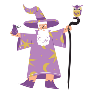 Wizard With Owl Sticker