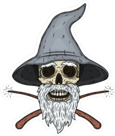Wizards Skull With Crossed Wands Sticker