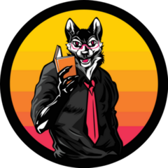 Wolf Character Illustration Reading A Book Sticker