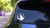 Wolf Coyote Dog Howling Sticker on a Rear Car Window (New) example