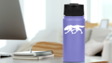 Wolf Coyote Dog Walking Sticker on a Water Bottle (New) example