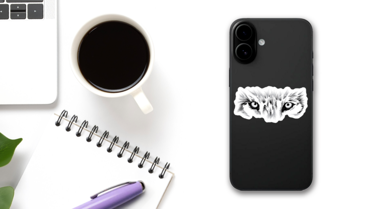 Wolf Eyes Sticker on a Phone (New) example