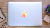 Wolf Head Logo Sticker on a Laptop (New) example