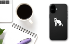 Wolf Loooking Sticker on a Phone (New) example