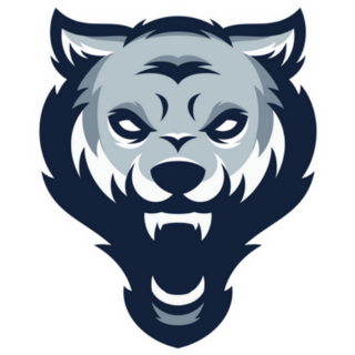 Wolf Mascot Logo Blue White Growling Sticker