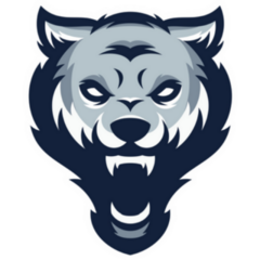 Wolf Mascot Logo Blue White Growling Sticker