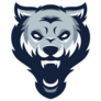 Wolf Mascot Logo Blue White Growling Sticker