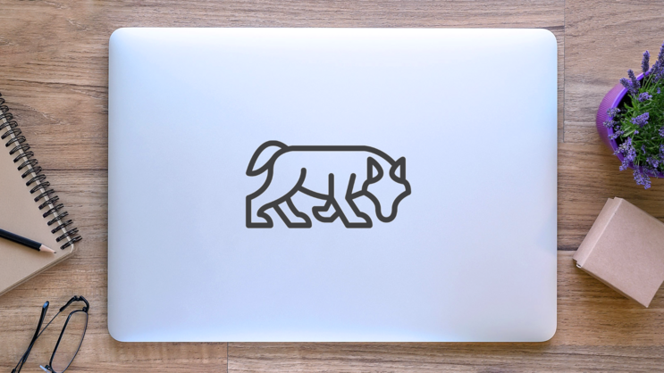 Wolf Outline Icon Sticker on a Laptop (New) example