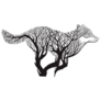 Wolf Run Silhouette Trees Nature Sticker