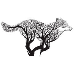 Wolf Run Silhouette Trees Nature Sticker