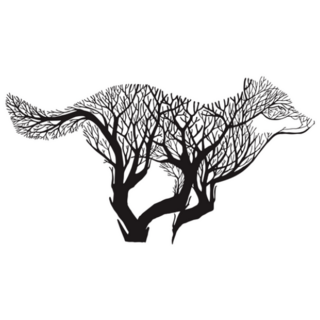 Wolf Run Silhouette Trees Nature Sticker