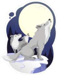 Wolves Howling To Full Moon Sticker