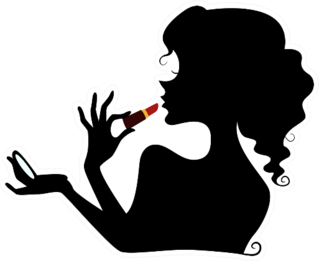 Woman Applying Lipstick Sticker
