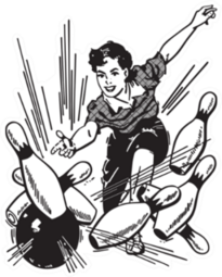 Woman Bowling Strike Retro Sticker