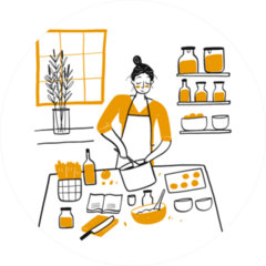 Woman Cooking In Kitchen Illustration Sticker