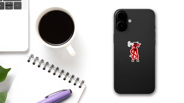 Woman Demon Warrior Sticker on a Phone (New) example