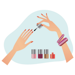 Woman Doing Her Own Manicure Illustration Sticker 