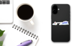Woman Doing Water-skiing Flat Illustration Sticker on a Phone (New) example