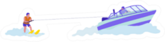 Woman Doing Water-skiing Flat Illustration Sticker