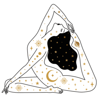 Woman Doing Yoga Space & Moon Illustration Sticker