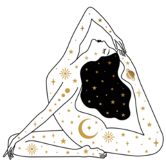 Woman Doing Yoga Space & Moon Illustration Sticker