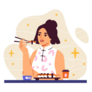 Woman Eating Sushi Sticker