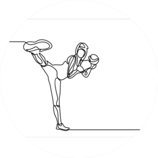 Woman Fitness Kick Boxing-continuous Line Drawing Sticker