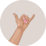 Woman Hand Showing Shaka Gesture Pink Nails Sticker