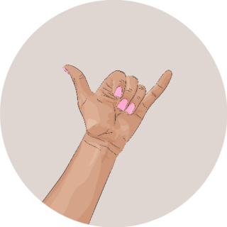 Woman Hand Showing Shaka Gesture Pink Nails Sticker